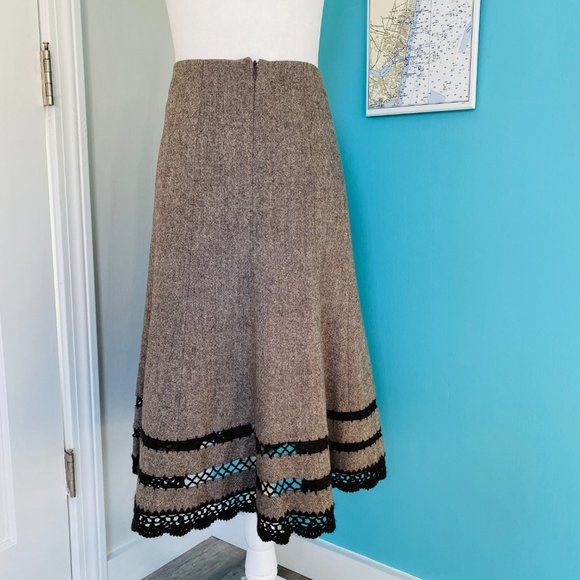 Talbots Wool Blend Crochet Hem Tweed A-line Skirt (size 12P) - Picture 4 of 8
